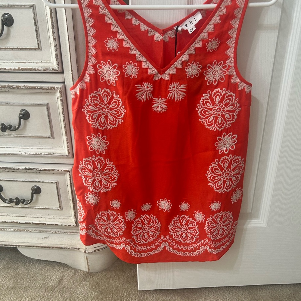 THML orange Embroidered Tank Top nwt. Great for fall Halloween womens xs